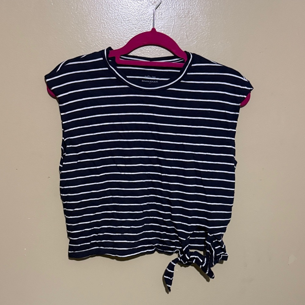 Banana Republic Navy and White Striped Crop Top